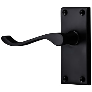 Victorian Matt Black Scroll Latch Door Handle - 1 Pair | Compare The Build