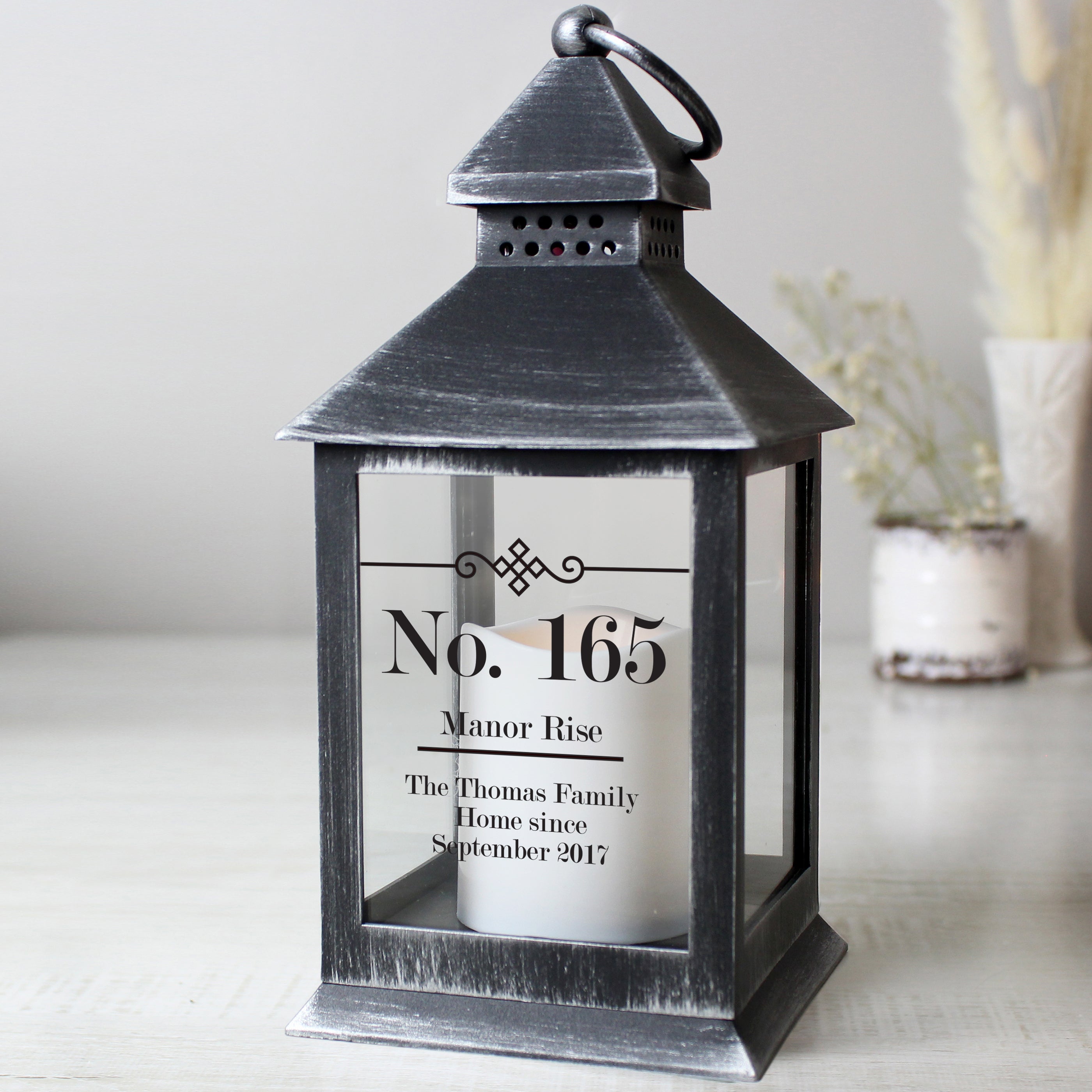 Personalised Elegant Diamond Rustic Black Lantern Black | Compare The Build