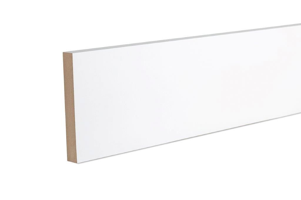 Primed White MDF Square edge Skirting board (L)2.4m (W)119mm (T)18mm | Compare The Build