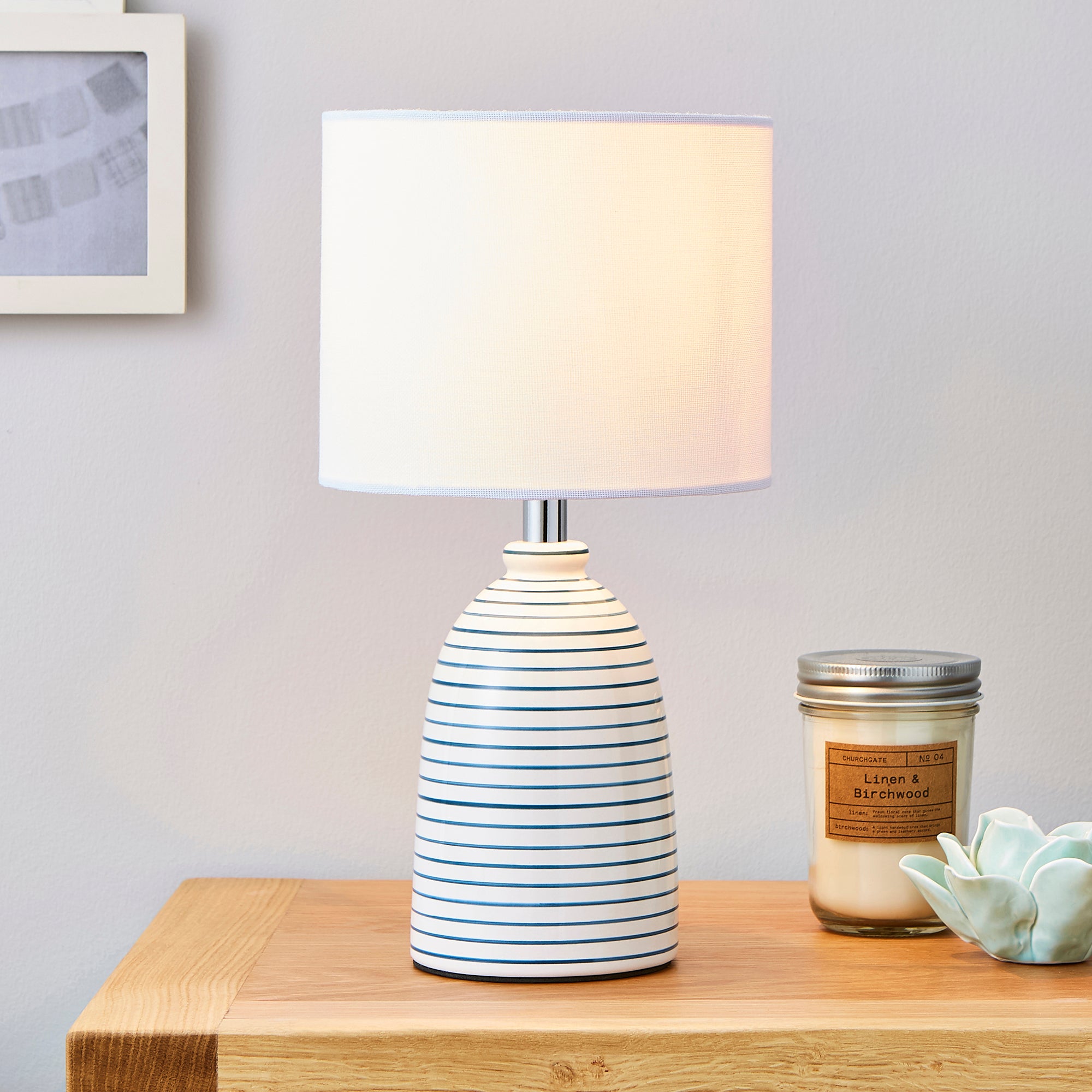 Tenby Ceramic White and Blue Table Lamp White Price Comparisons | Compare The Build