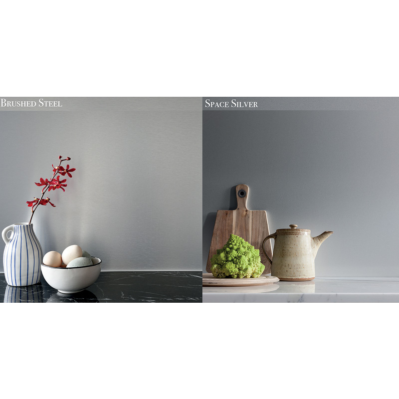 Alusplash Reversible Splashback 3050 x 610 - Space Silver & Brushed Steel Price Comparisons | Compare The Build