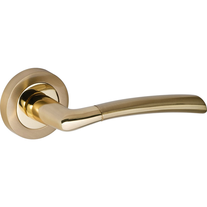 Eclipse Felisa Dual Finish Lever On Rose Door Handles Brass / Satin Brass (Pair) in Satin/Brass Price Comparisons | Compare The Build