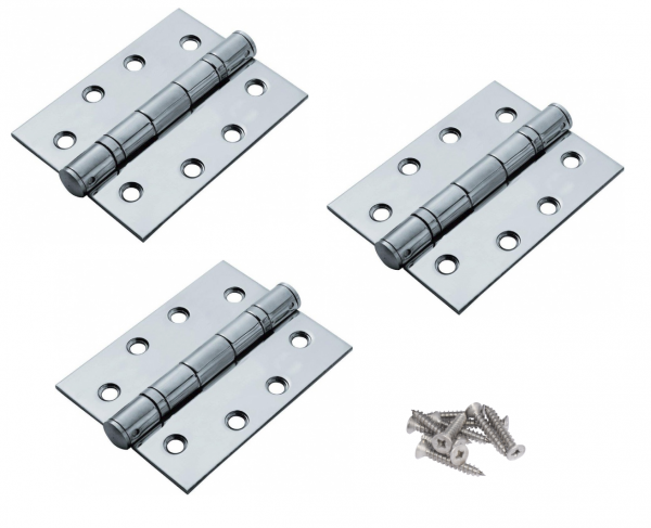 Polished Stainless Steel Ball Bearing Butt Hinge 102mm x 76m x 3mm Pack of 3 Price Comparisons | Compare The Build