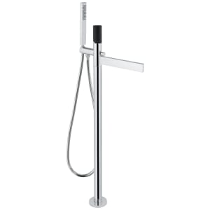 Abode Cyclo Floor Standing Bath Filler with Shower Handset - Black & Chrome Price Comparisons | Compare The Build