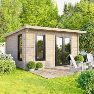 Power Sheds 14 x 10ft Right Hand Door Pent Notched Logs Log Cabin Price Comparisons | Compare The Build