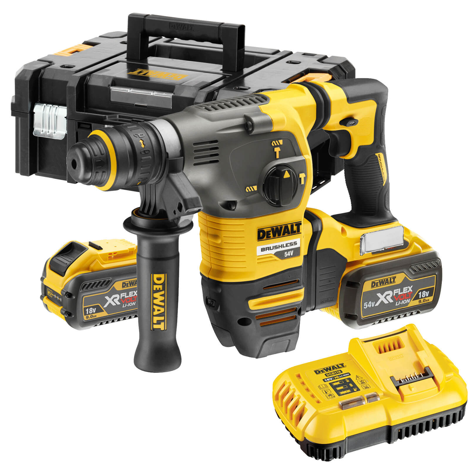 DeWalt DCH334 54v XR Cordless Brushless FLEXVOLT SDS Hammer Drill 2 x 9ah Li-ion Charger Case Price Comparisons | Compare The Build