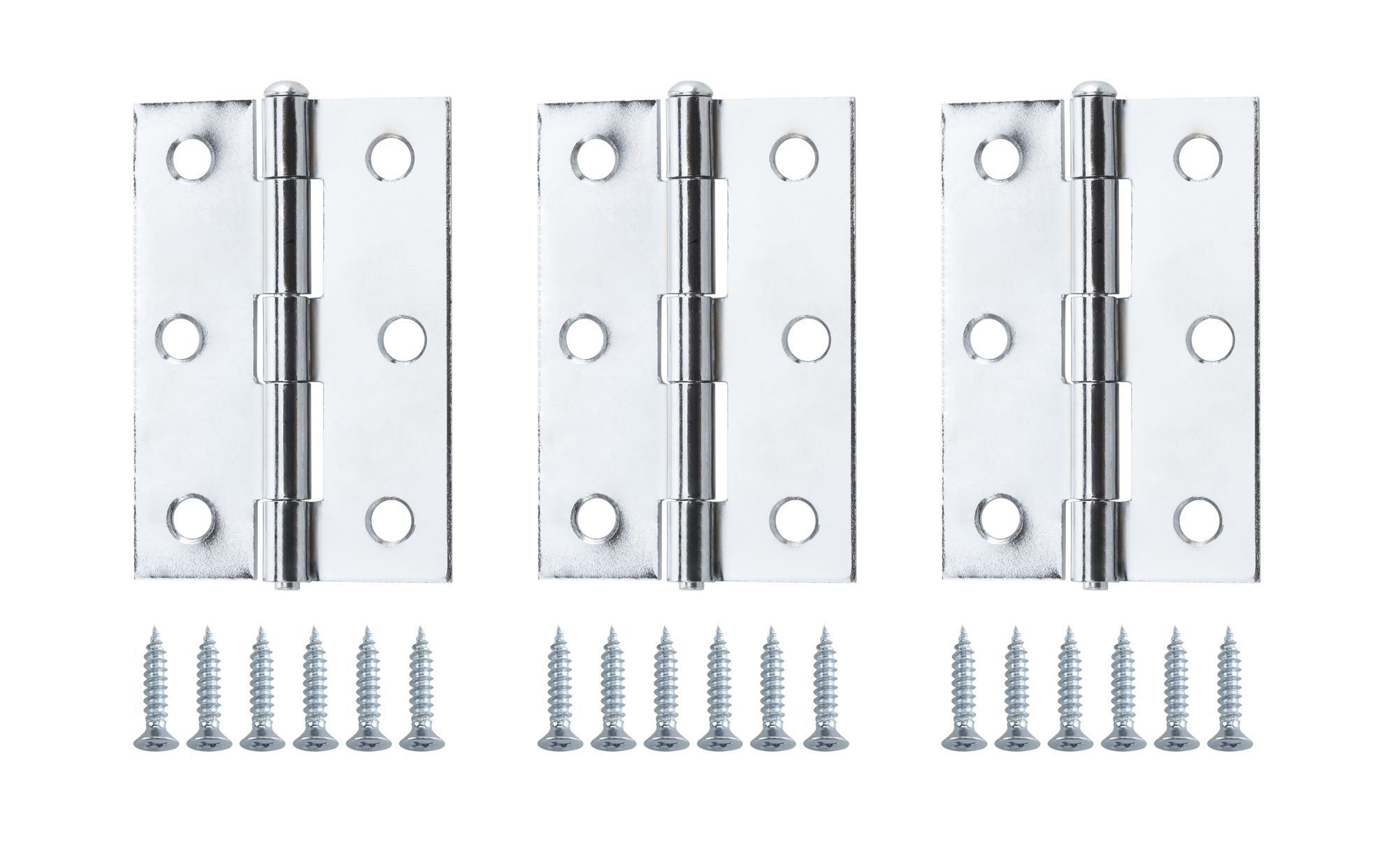 Chrome-Plated Metal Butt Door Hinge N429 (L)75mm, Pack Of 3 | Compare The Build