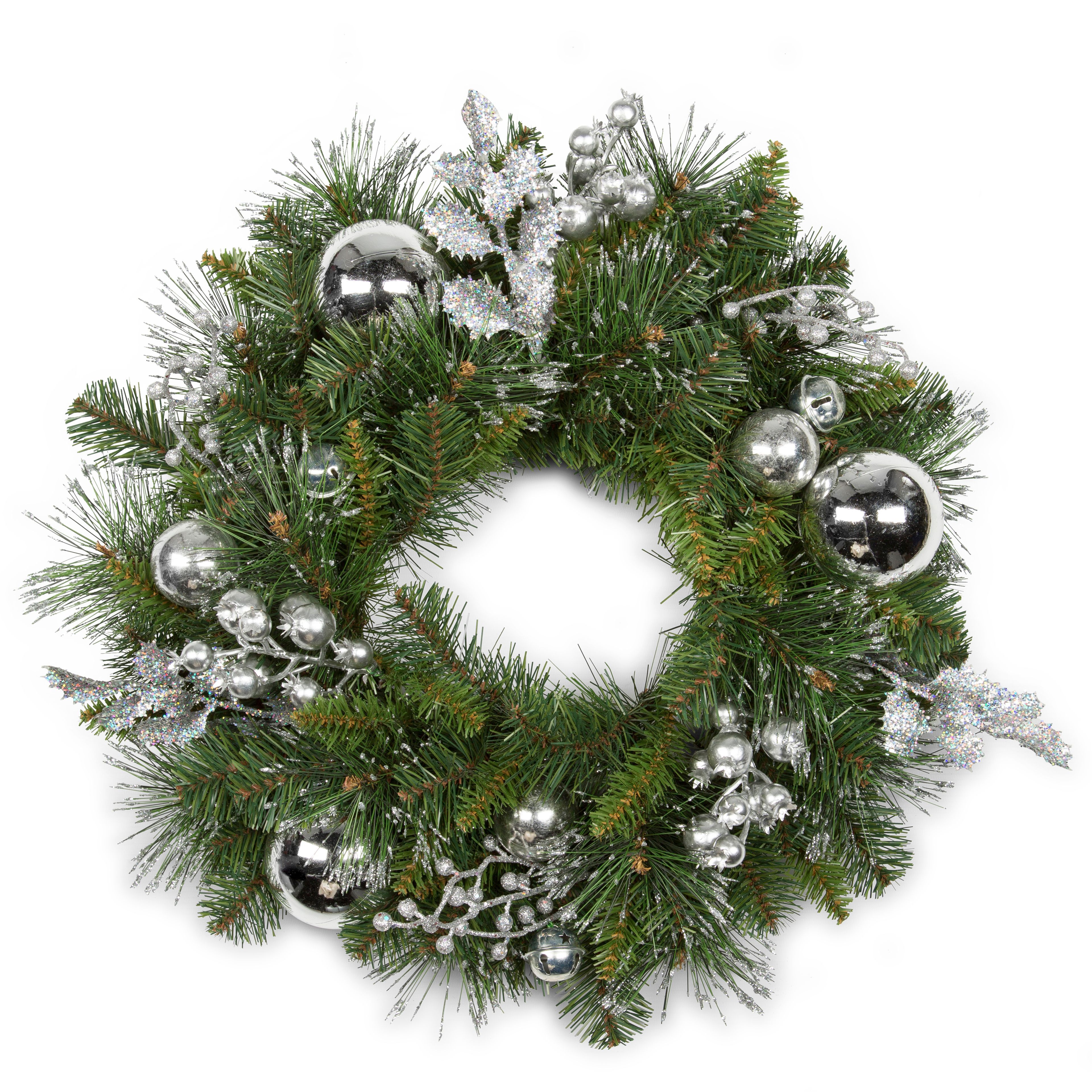 55.88Cm Green & Silver Effect Silver Effect Wreath Price Comparisons | Compare The Build