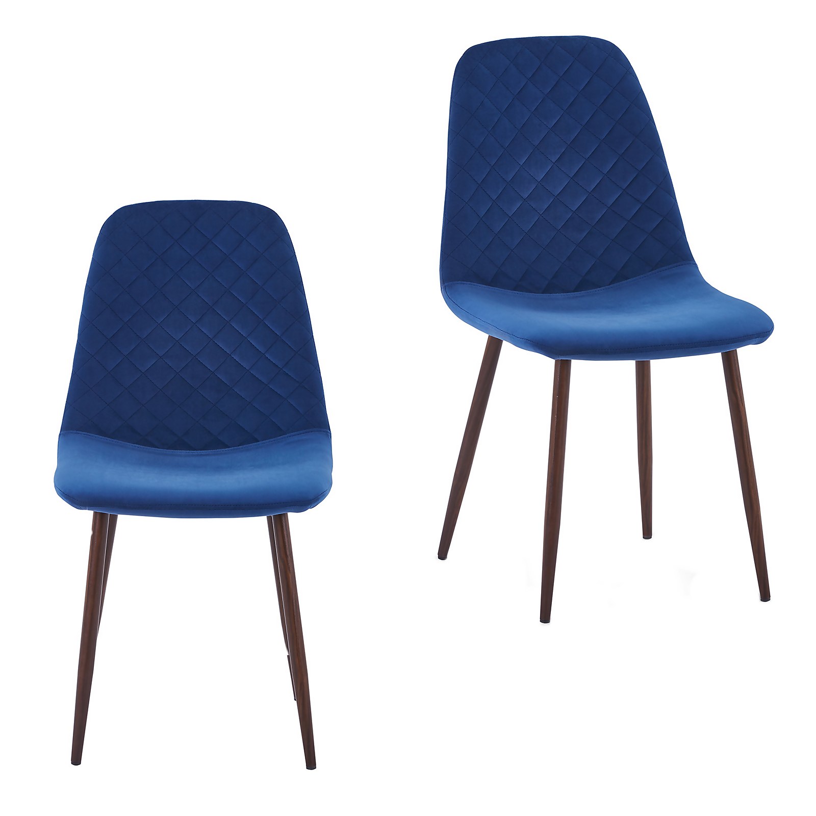 Perth Velvet Diamond Back Dining Chair - Set of 2 - Navy Price Comparisons | Compare The Build