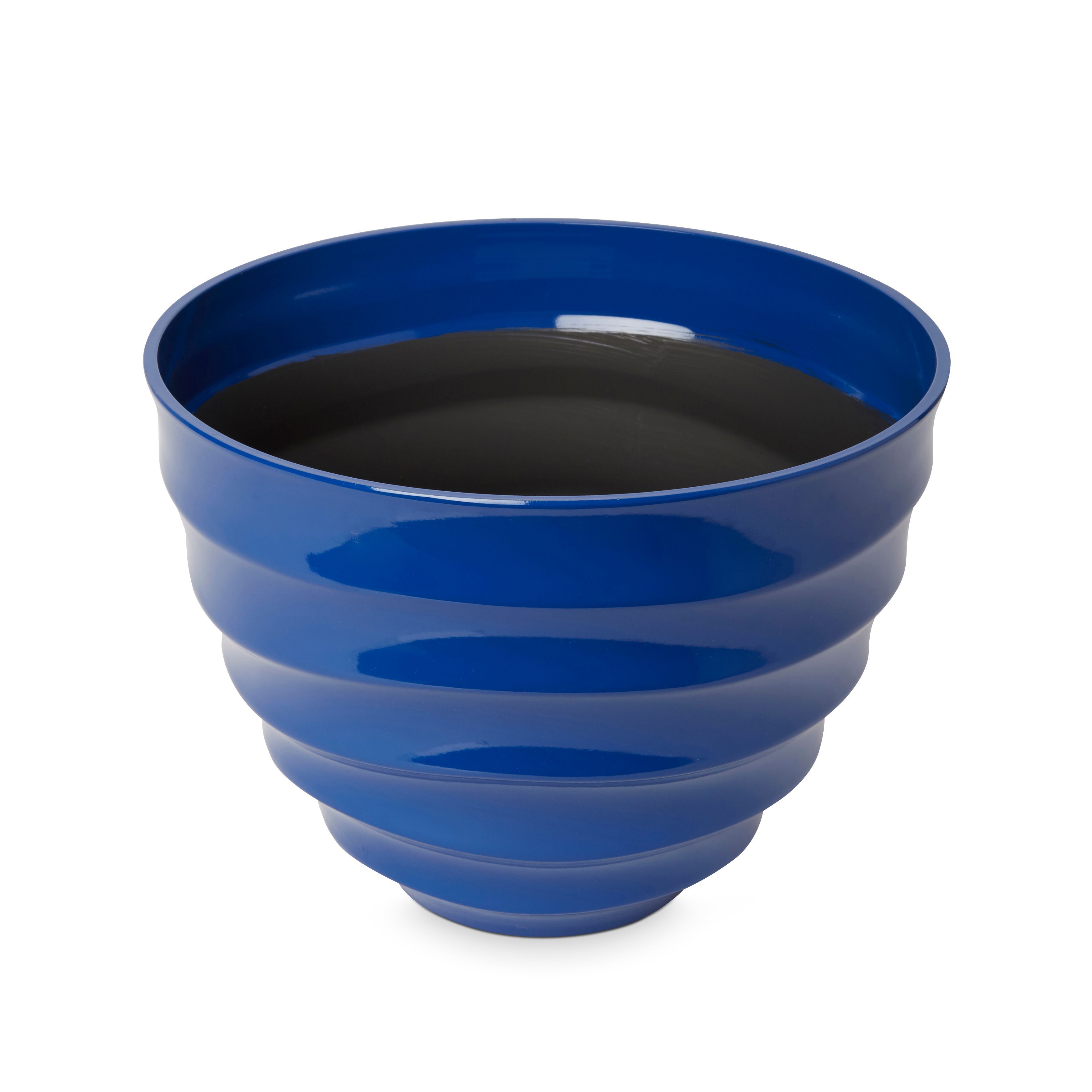 Blooma Momoka G Blue Plastic Ribbed Round Plant Pot (Dia)30Cm Price Comparisons | Compare The Build