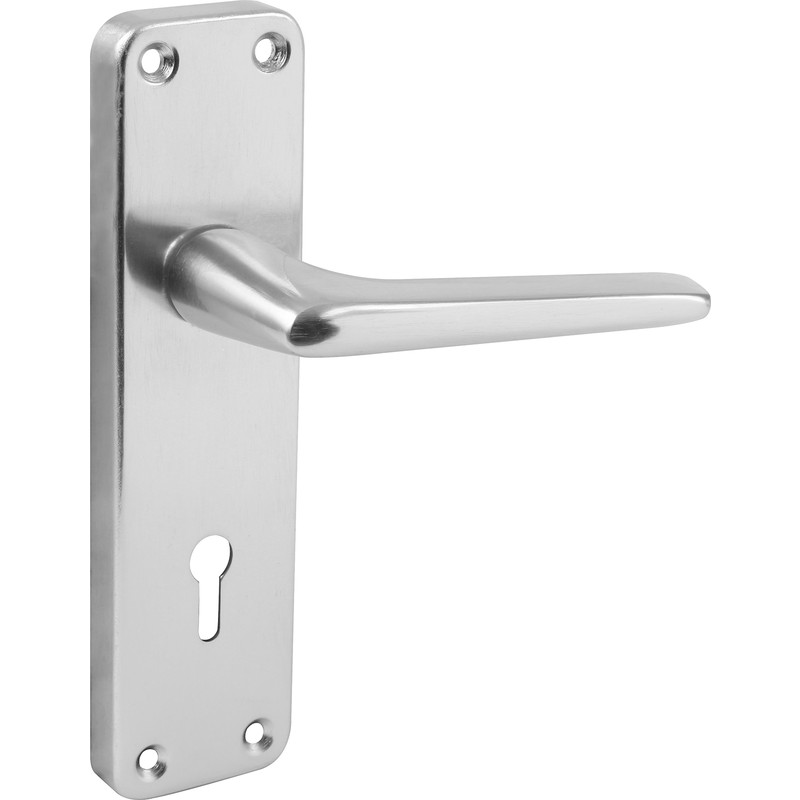 Eclipse Aluminium Door Handles Lock Satin 154 x 41mm (Pair) in Silver | Compare The Build