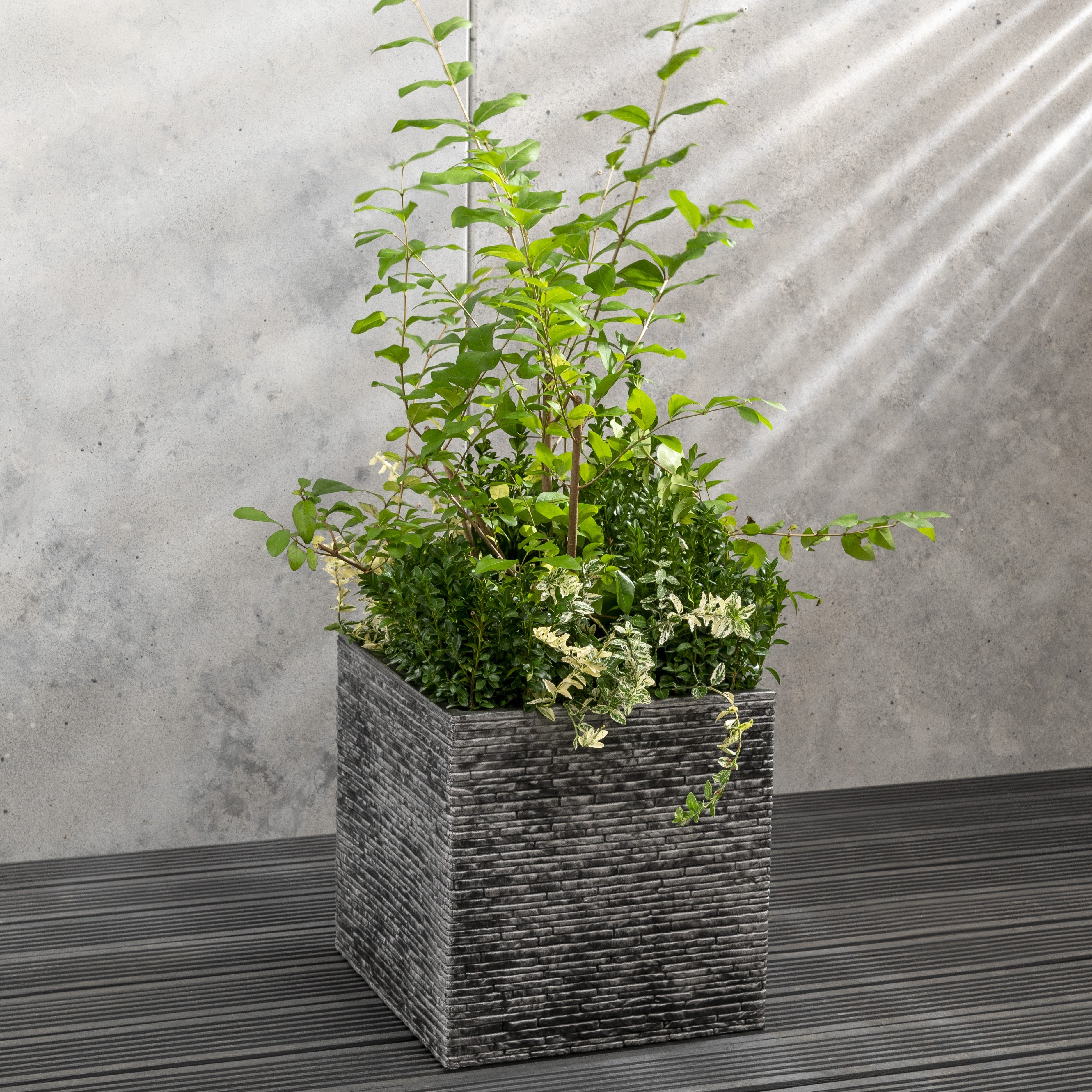 Large 38cm Square Slate Planter Pewter Price Comparisons | Compare The Build