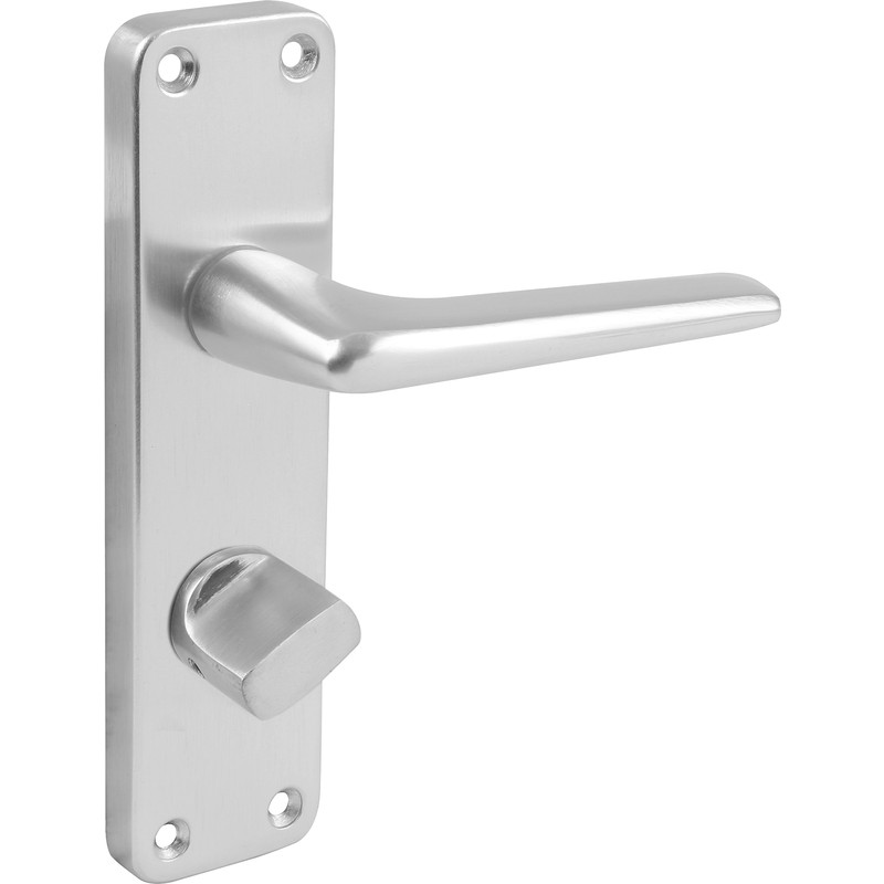 Eclipse Aluminium Door Handles Bathroom Satin 154 x 41mm (Pair) in Silver | Compare The Build