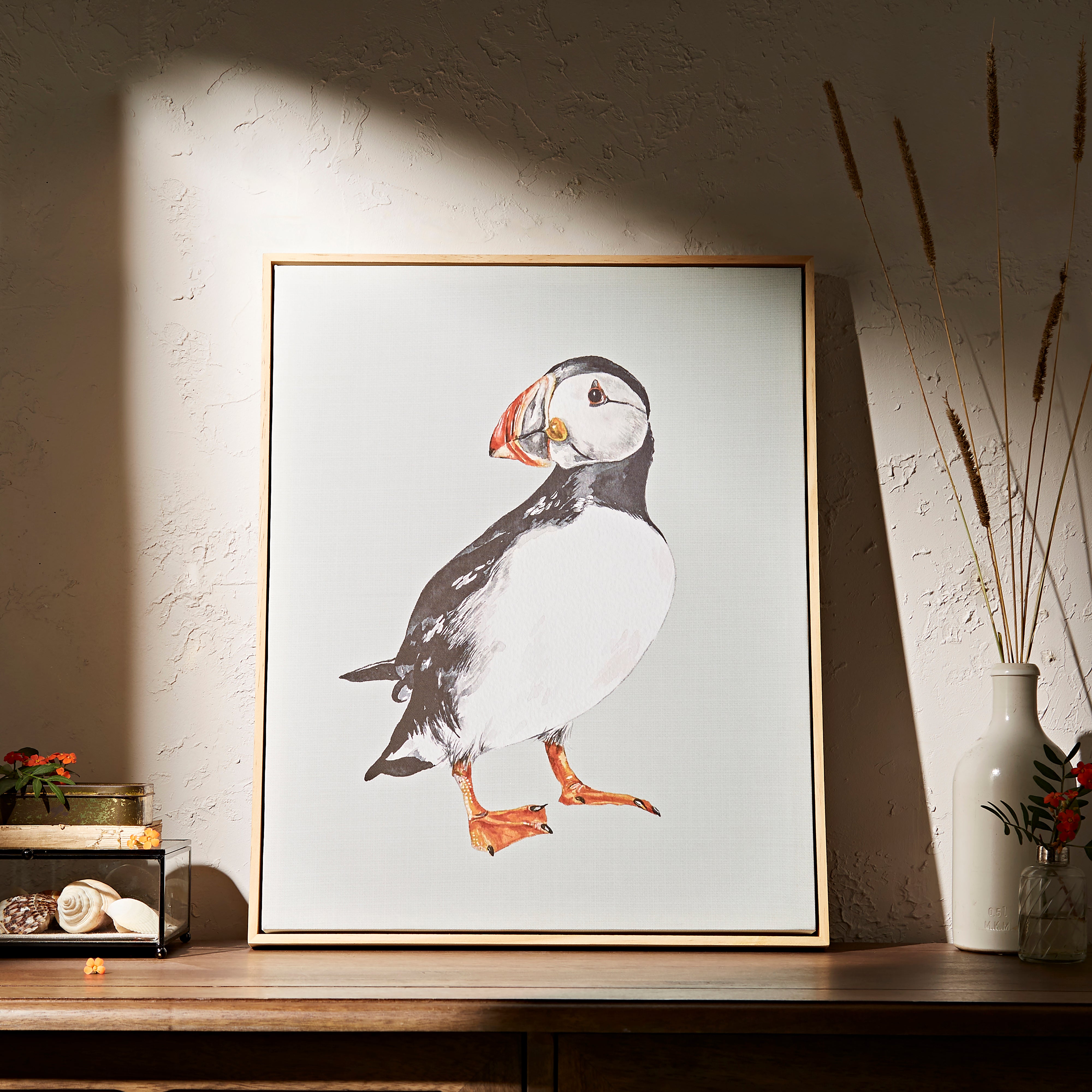 Puffin Canvas 40cm x 50cm Black and white Price Comparisons | Compare The Build