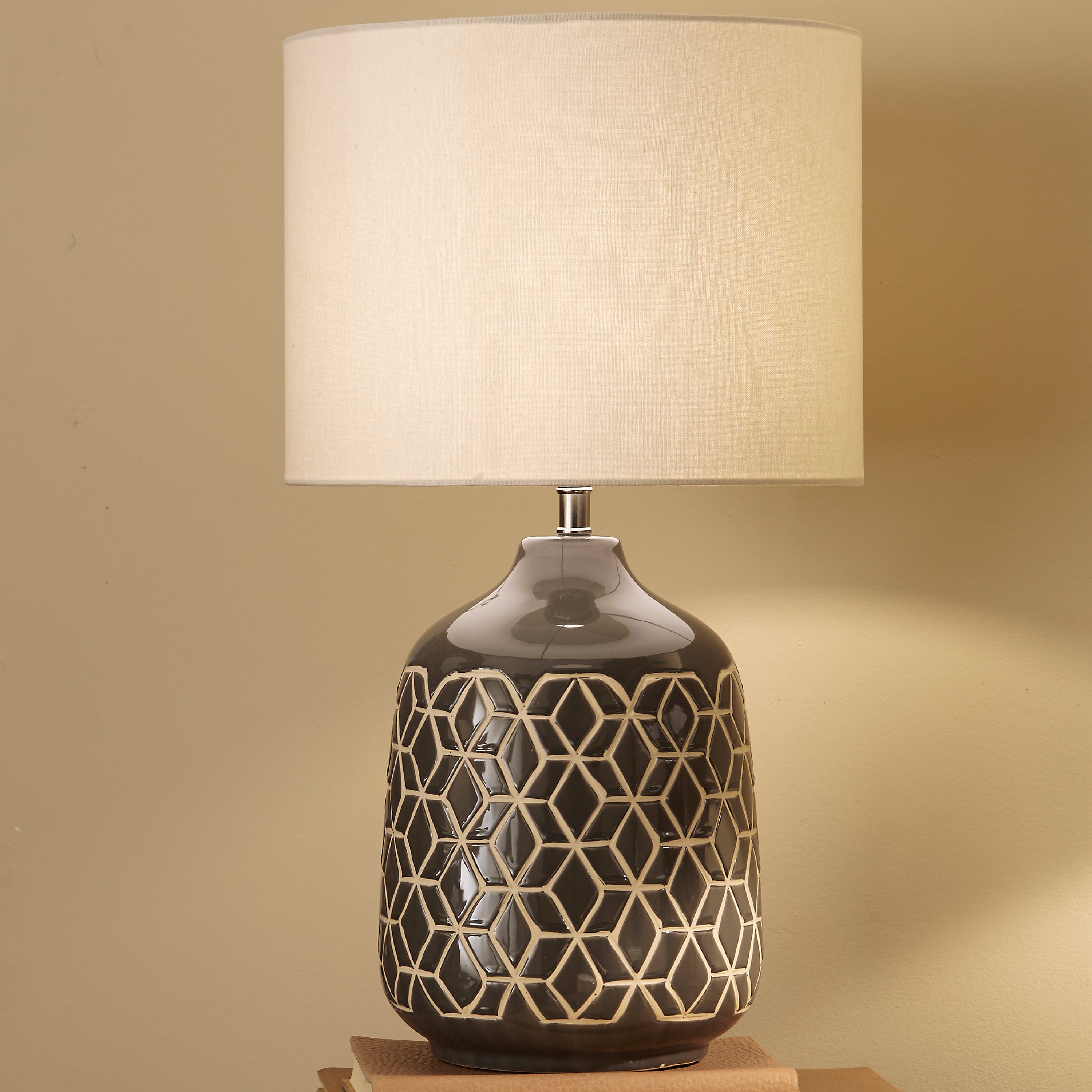 Athena Geo Ceramic Table Lamp Grey Price Comparisons | Compare The Build