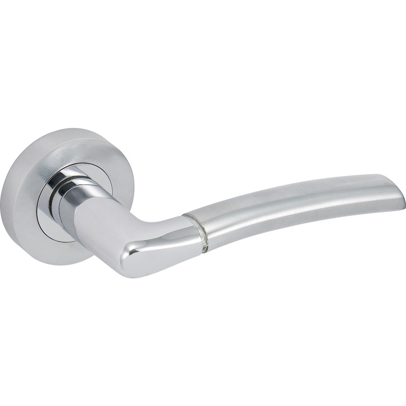 Eclipse Felisa Dual Finish Lever On Rose Door Handles Polished / Satin Chrome (Pair) in Silver Price Comparisons | Compare The Build