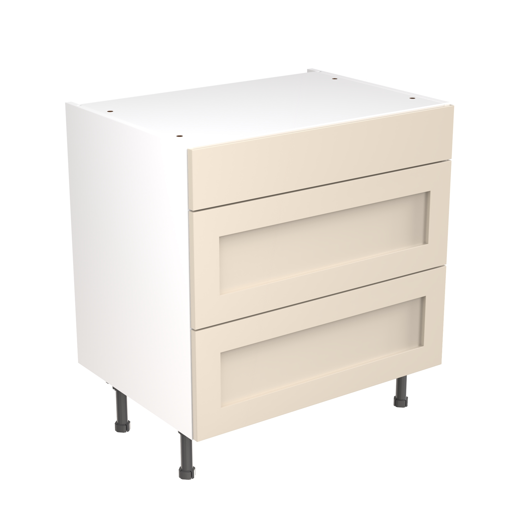 Flatpack Three Drawer Base Unit Shaker Ultra Matt Cashmere 800mm - FKKH0607 Price Comparisons | Compare The Build