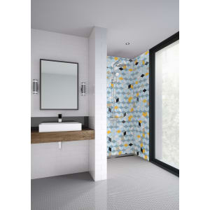 Mermaid Cubics Acrylic Single Shower Panel - 2440 x 1220mm | Compare The Build