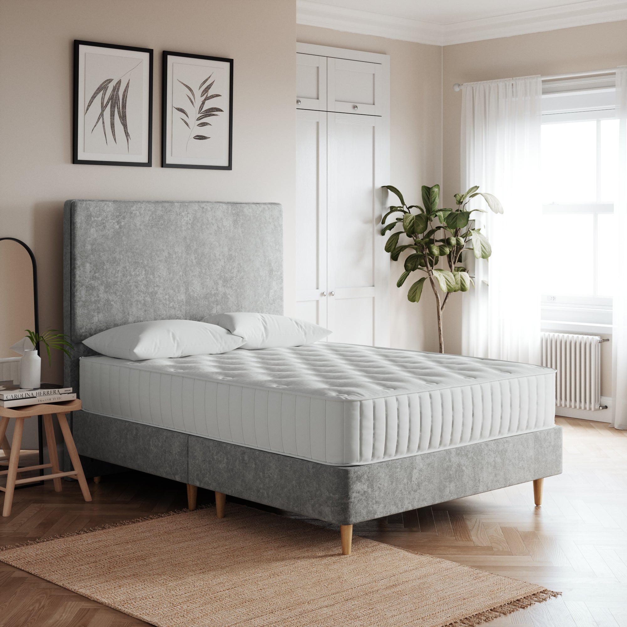 Platform Chenille Bed Base Grey Price Comparisons | Compare The Build