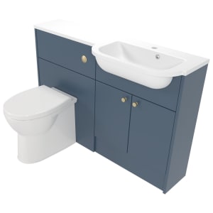 Deccado Benham Juniper Blue Right Hand 1200mm Slimline Fitted Vanity & Toilet Pan Unit Combination with Right Hand Basin Price Comparisons | Compare The Build