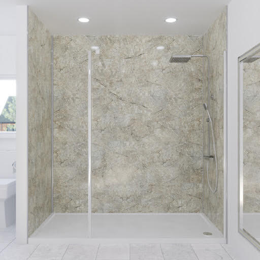 Multipanel Classic Antique Marble 900mm, 1800mm & 900mm Sides - Solution for Alcove Installations (3 walls) | Compare The Build