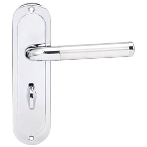 Madrid Polished Chrome & Satin Nickel Bathroom Door Handle - 1 Pair Price Comparisons | Compare The Build