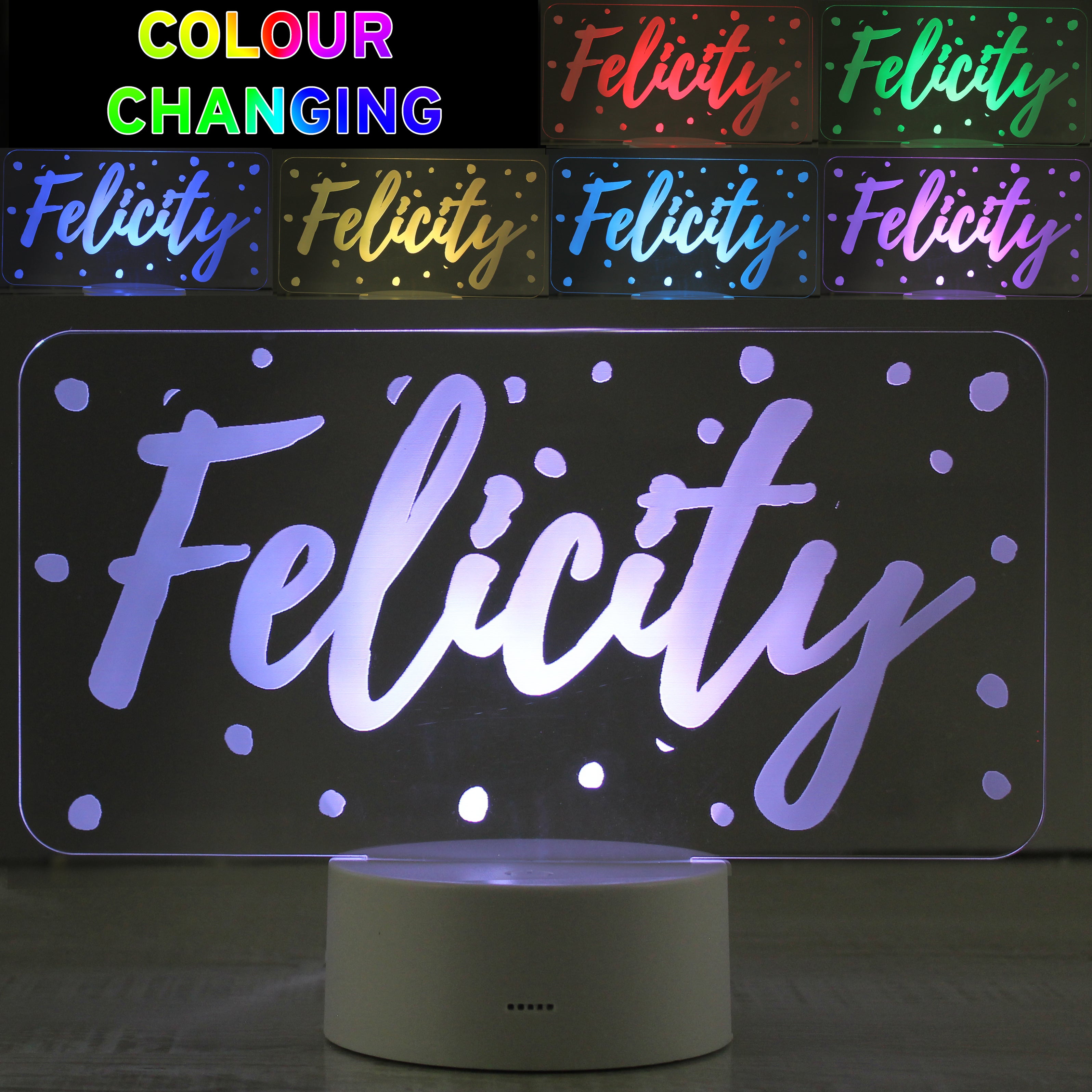 Personalised Polka Dot Name Colour Changing Night LED Light White Price Comparisons | Compare The Build