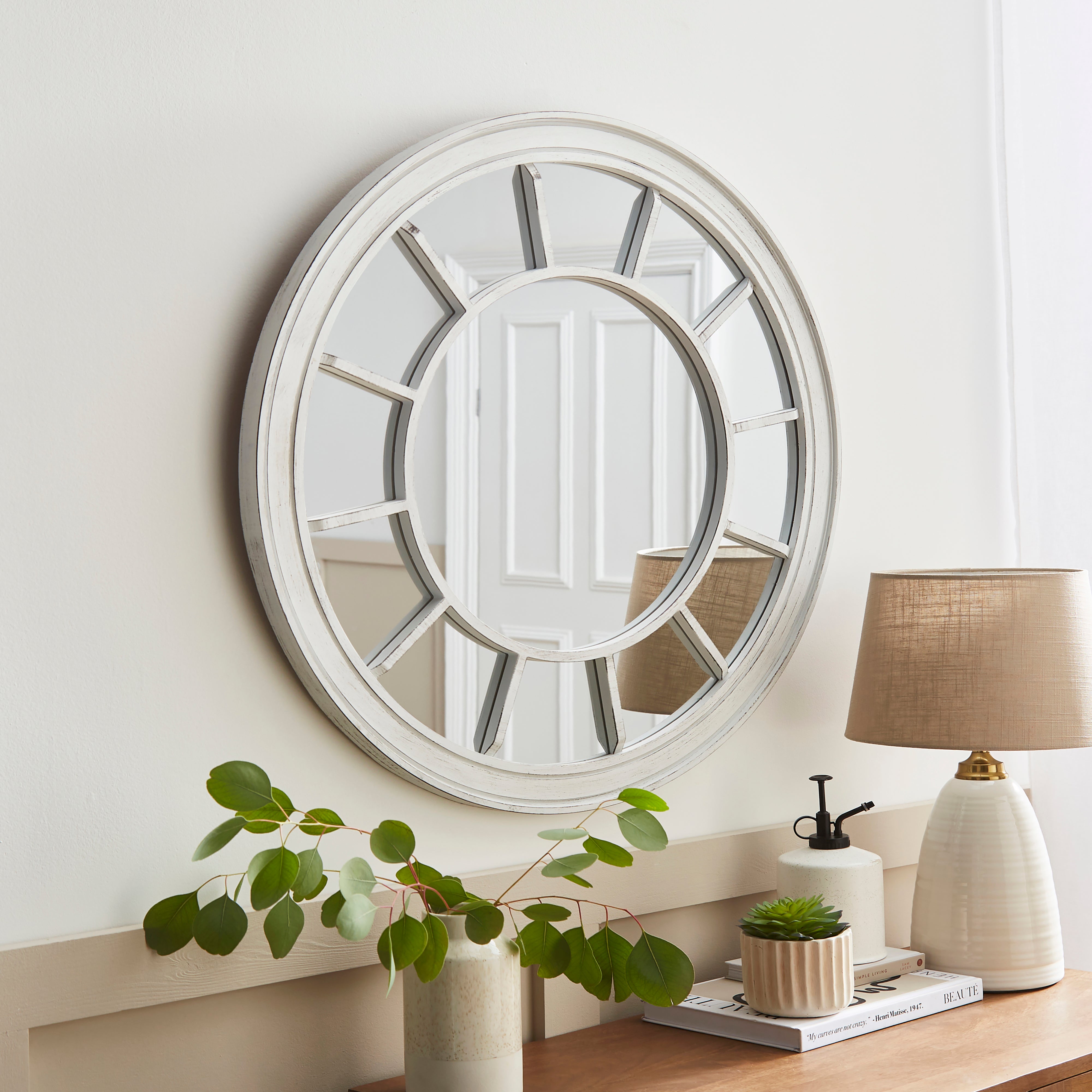 Round Country Window Mirror, 71cm Cream Cream Price Comparisons | Compare The Build