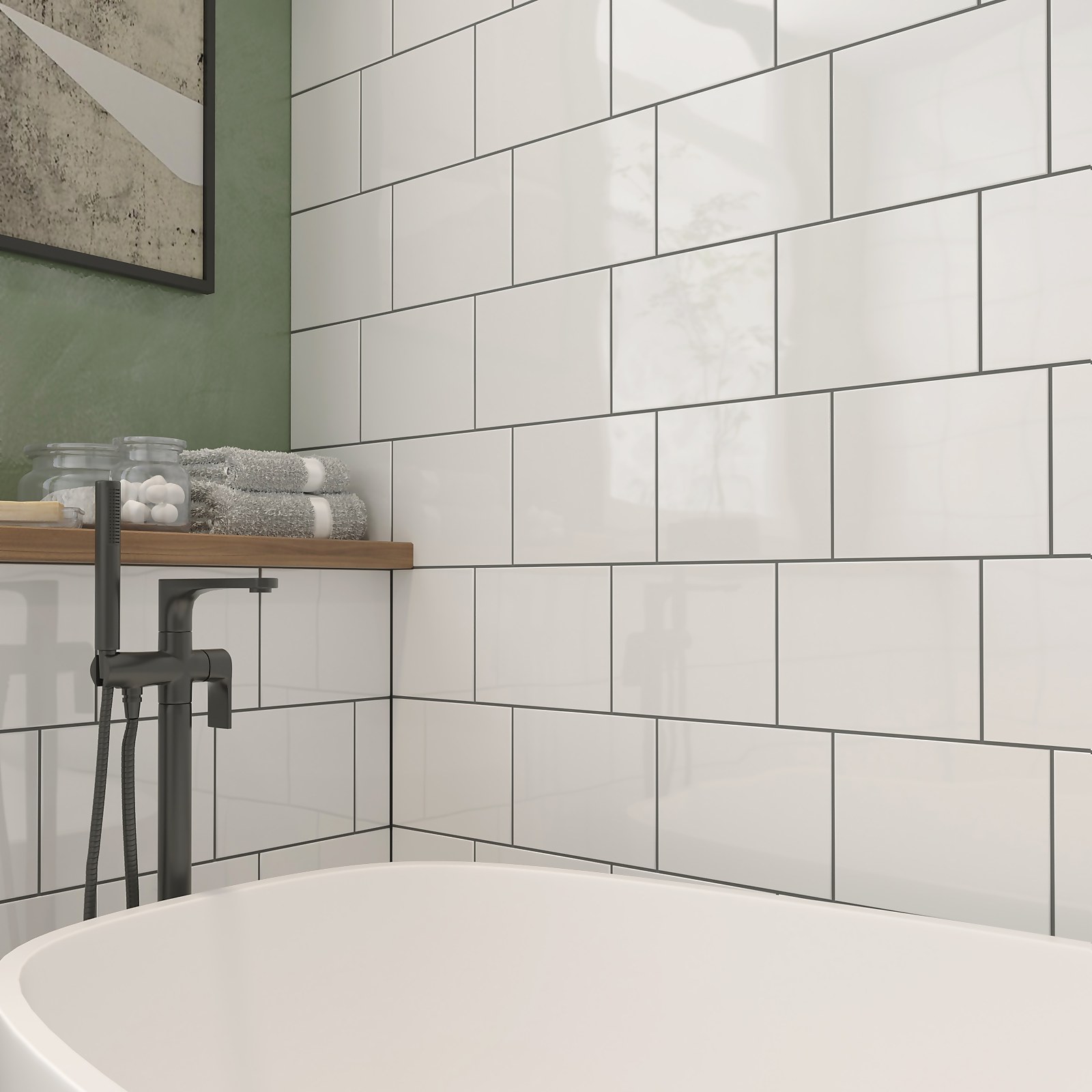 Plain White Ceramic Wall Tile 250 x 200mm - 1sqm Pack Price Comparisons | Compare The Build