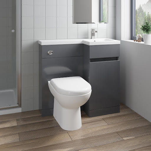 Artis Flat Pack Basin Vanity Unit & Toilet Combination - 900mm Grey Gloss Right Hand Price Comparisons | Compare The Build