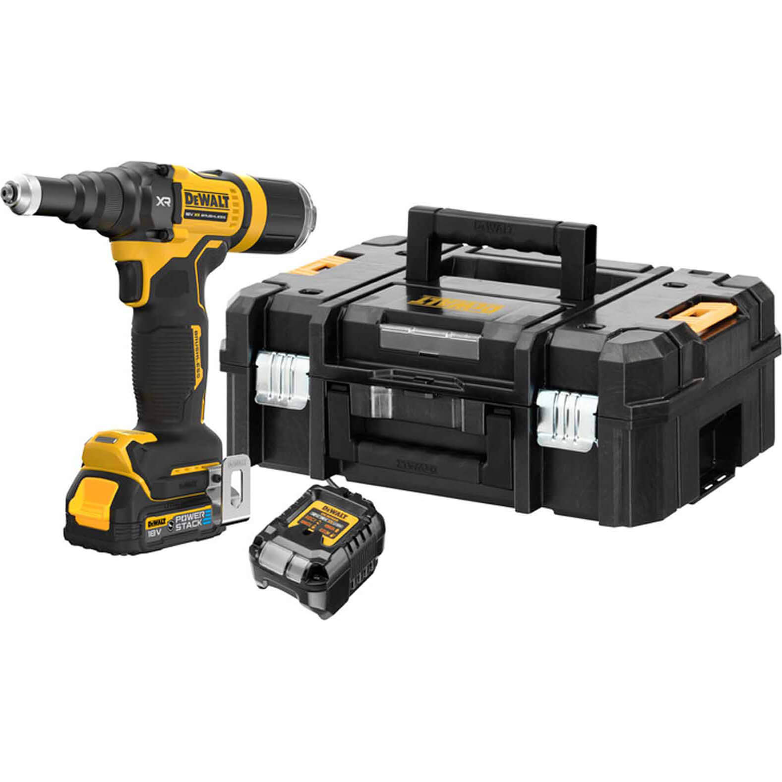 DeWalt DCF403 18V XR Cordless Brushless Riveter Gun 1 x 1.7ah Li-ion Powerstack Charger Case Price Comparisons | Compare The Build