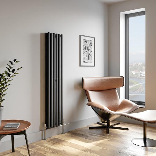 DuraTherm Vertical Oval Tube Double Panel Designer Radiator - 1600 x 360mm Anthracite Price Comparisons | Compare The Build