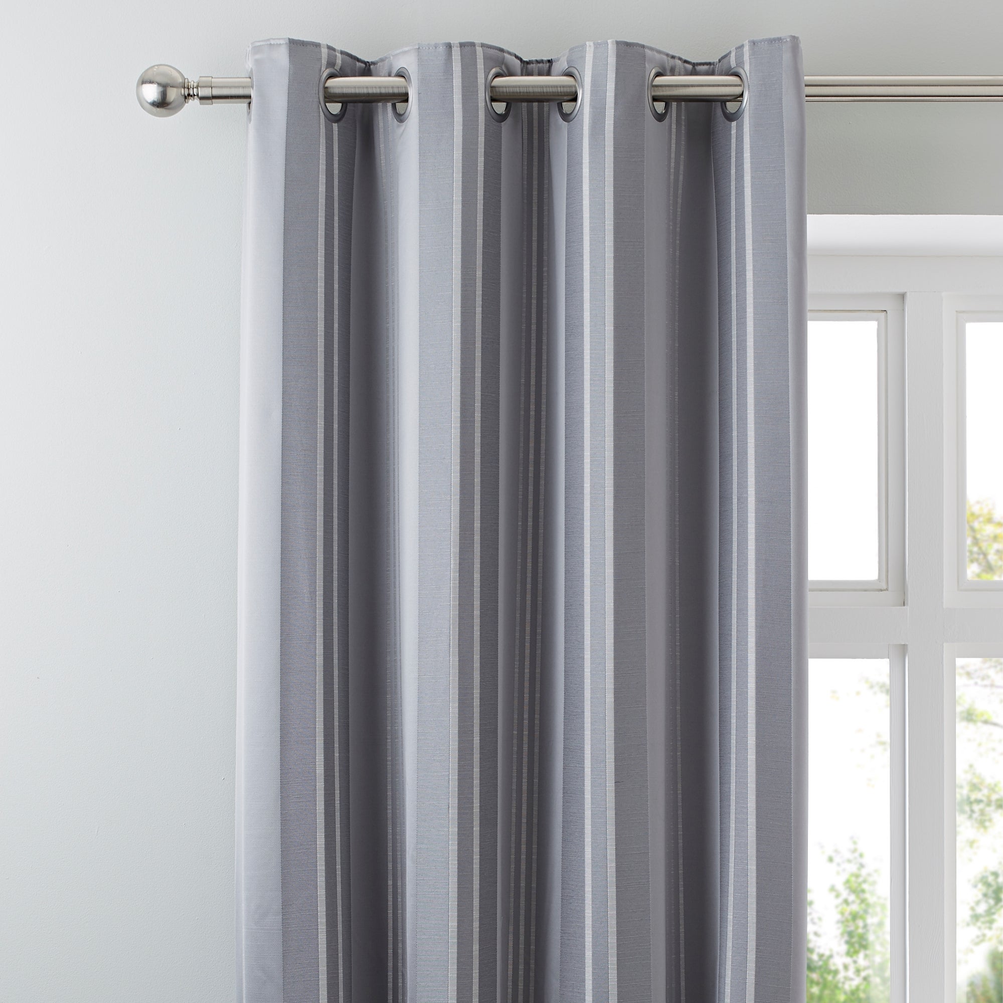 Manhattan Silver Eyelet Curtains Silver, Grey and White Price Comparisons | Compare The Build