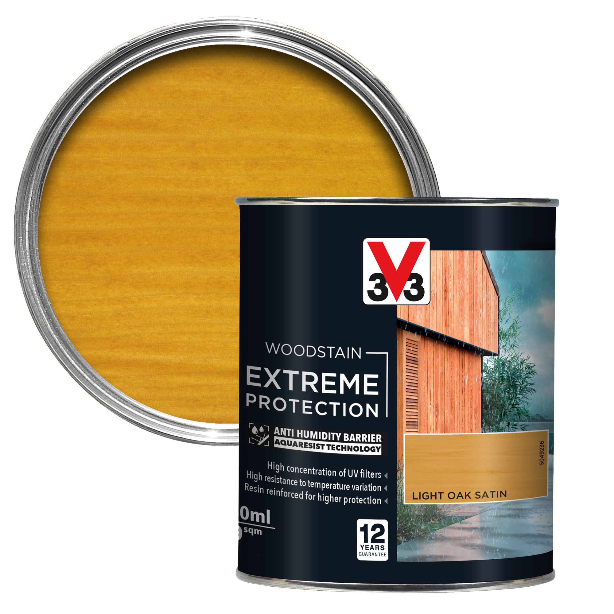 V33 Extreme Protection Light Oak Satin Wood Stain, 750Ml | Compare The Build