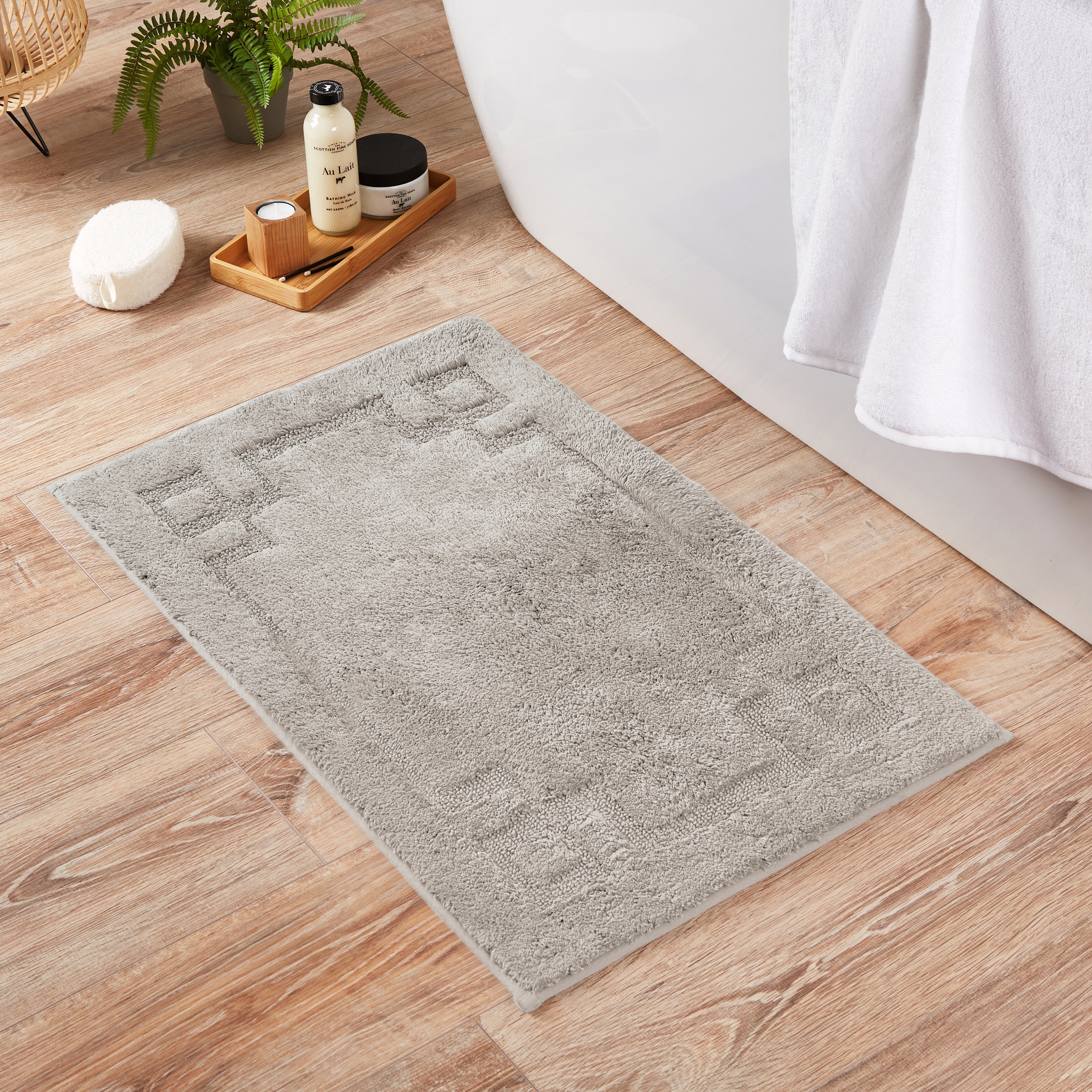 Luxury Cotton Non-Slip Silver Bath Mat Silver Price Comparisons | Compare The Build