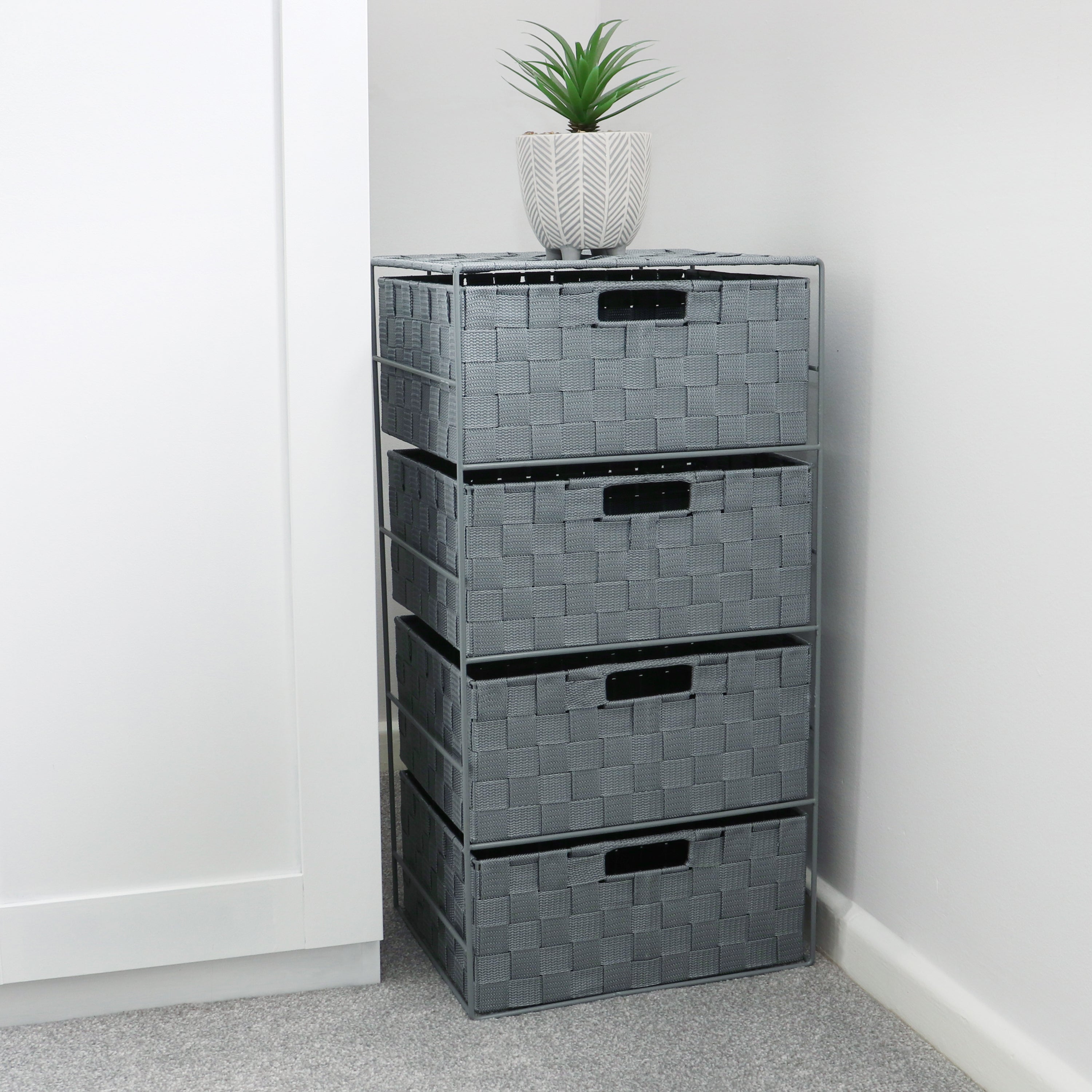 JVL Vichy 4 Drawer Wide Storage Tower Grey Price Comparisons | Compare The Build