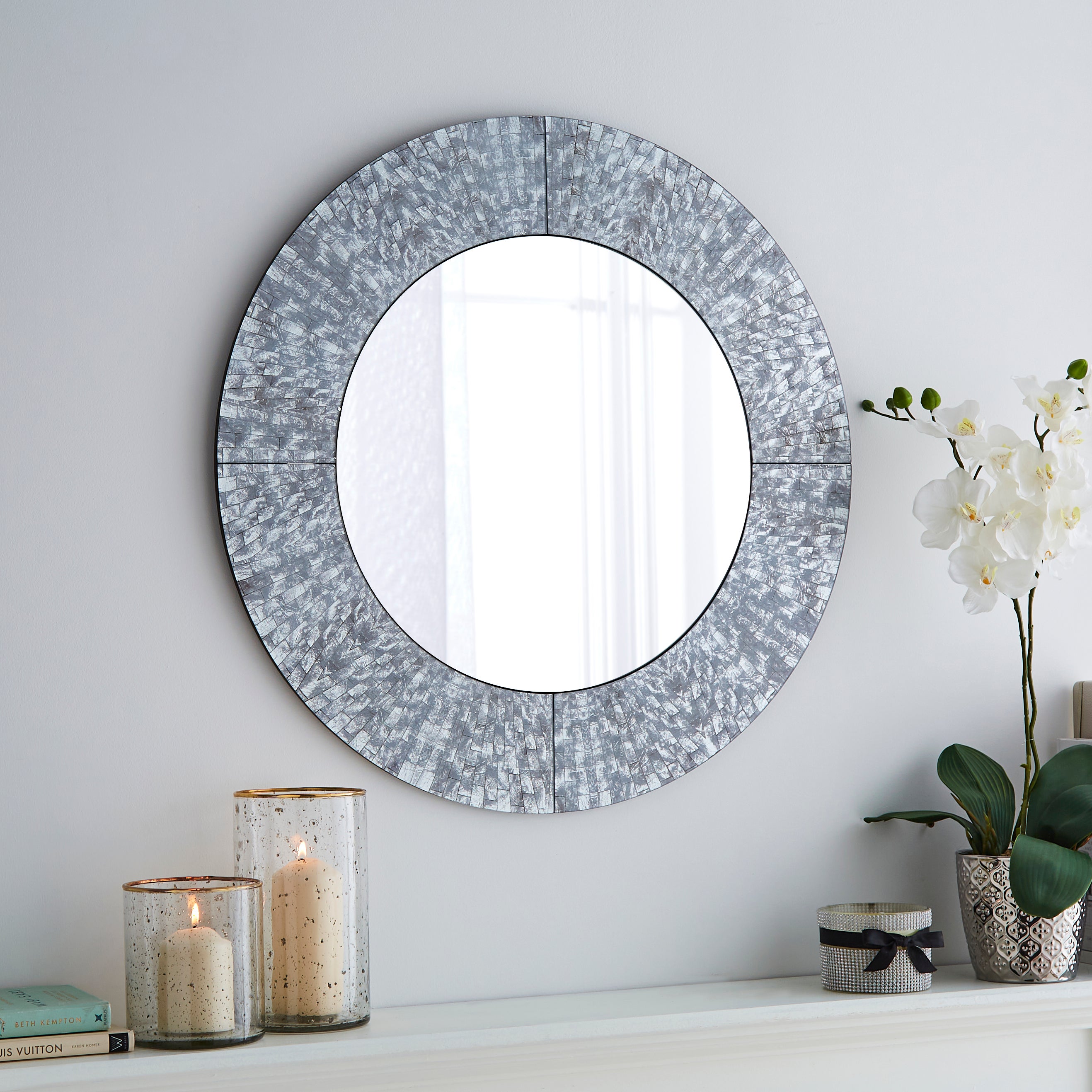 Luxe Tiled Round Wall Mirror Silver Price Comparisons | Compare The Build