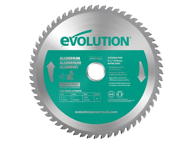 Evolution EVLA210TC60M Aluminium Cutting Mitre Saw Blade 210 x 25.4mm x 60T Price Comparisons | Compare The Build