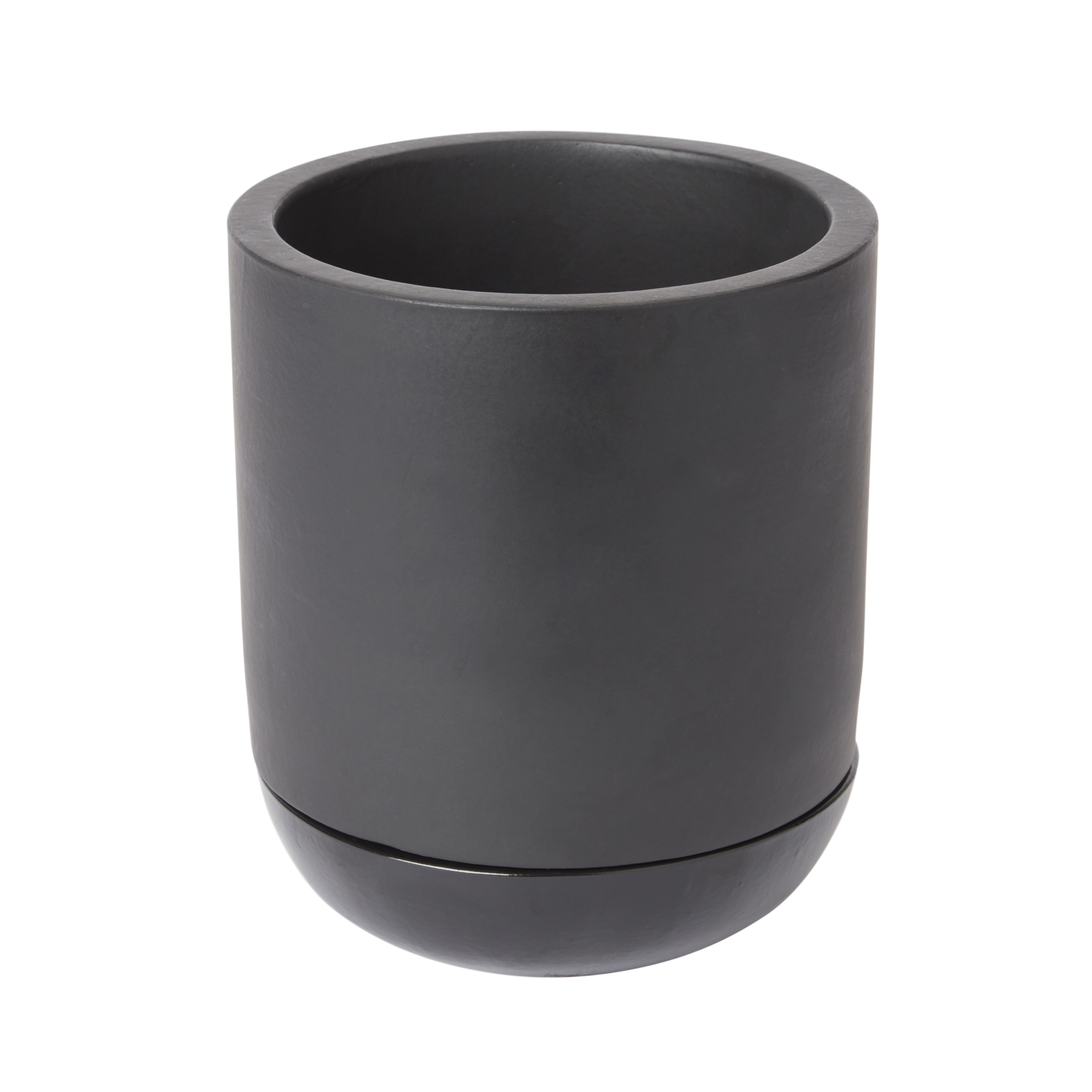 GoodHome Black Terracotta Circular Plant Pot (Dia)15.7Cm | Compare The Build