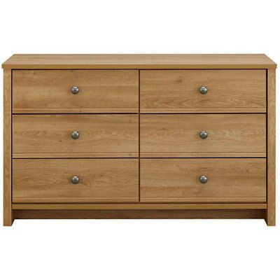Manor Matt Oak Effect 6 Drawer Chest Of Drawers (H)744mm (W)1258mm (D)450mm Price Comparisons | Compare The Build