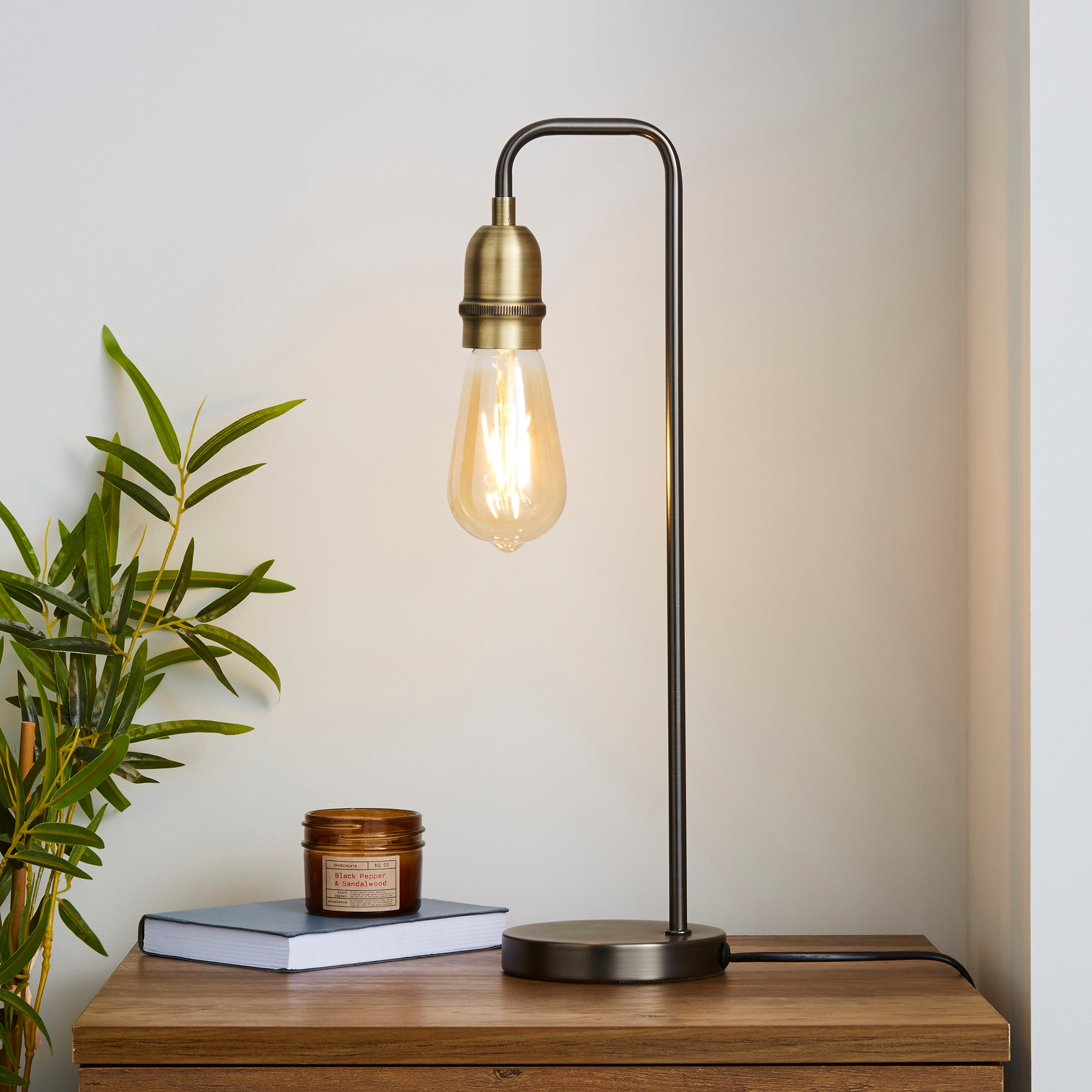 Marsden Nickel Industrial Table Lamp and Bulb Black Price Comparisons | Compare The Build