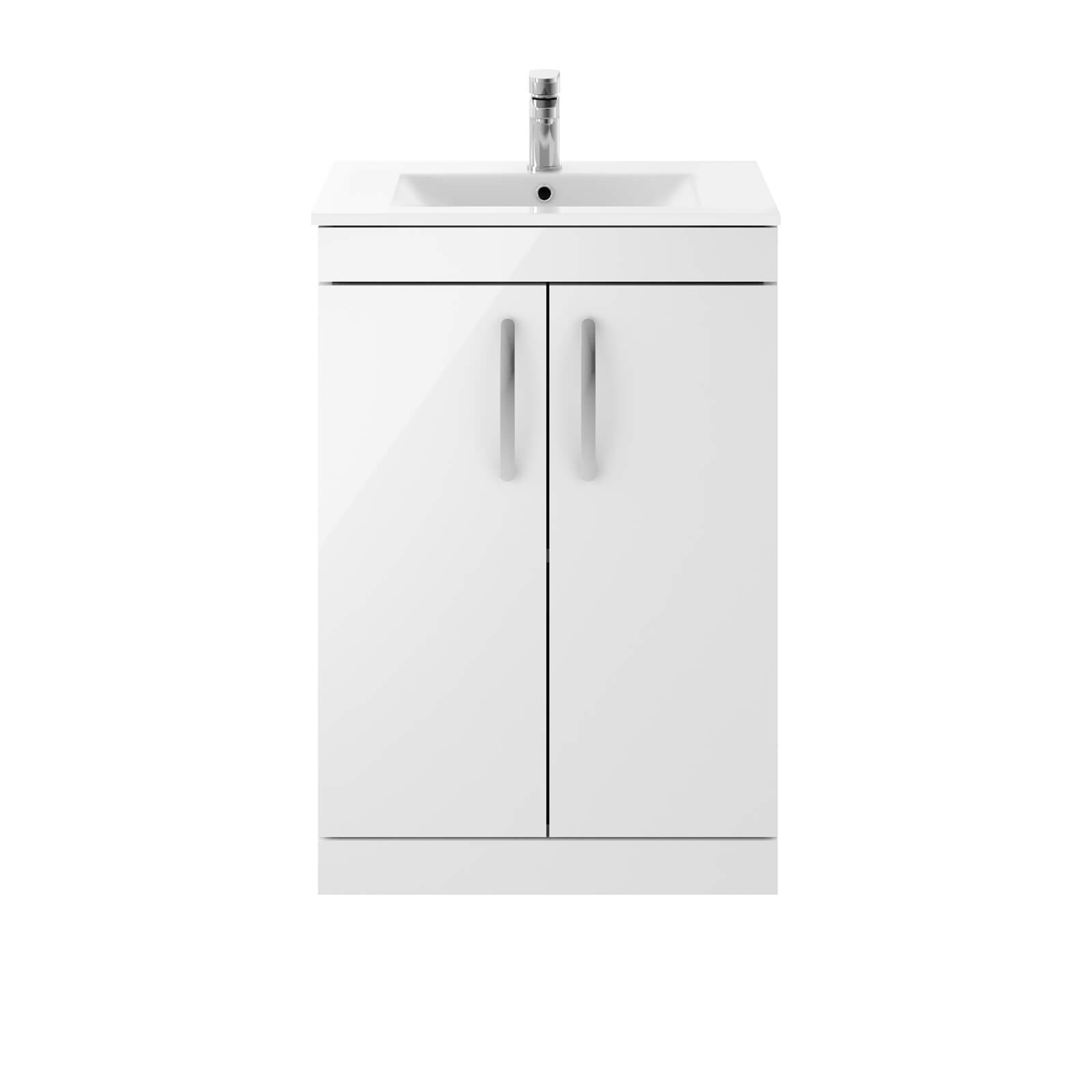 Balterley Rio 600mm Freestanding 2 Door Vanity With Basin 2 - Gloss White | Compare The Build