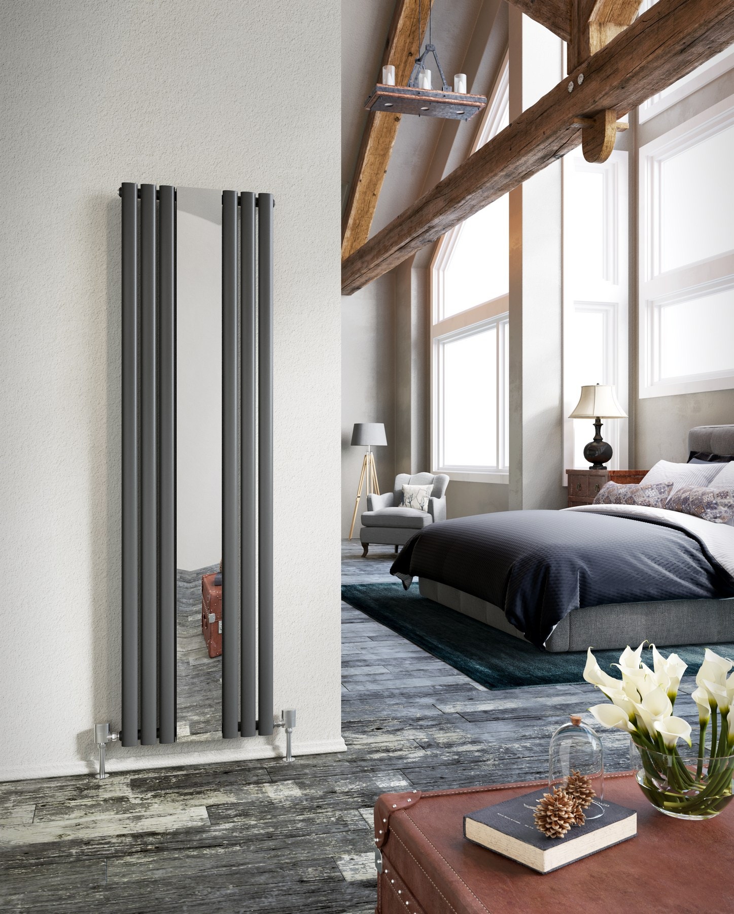 DQ Cove Mirror Vertical Designer Radiator, Anthracite, 1800mm x 382mm Price Comparisons | Compare The Build