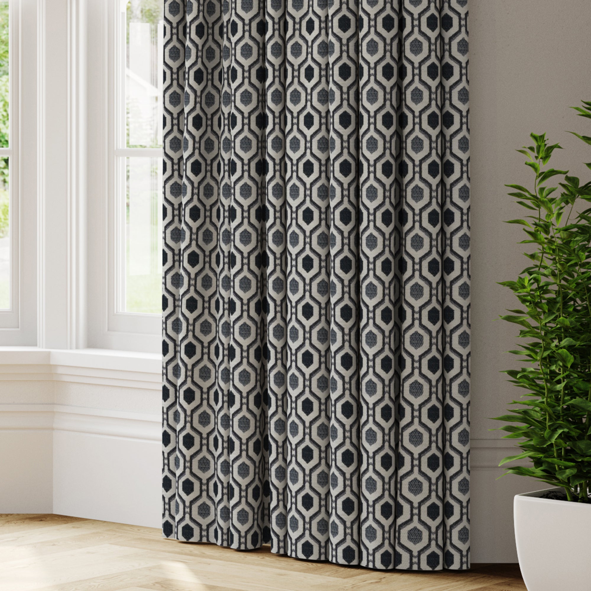 Recco Made to Measure Curtains Black/White Price Comparisons | Compare The Build