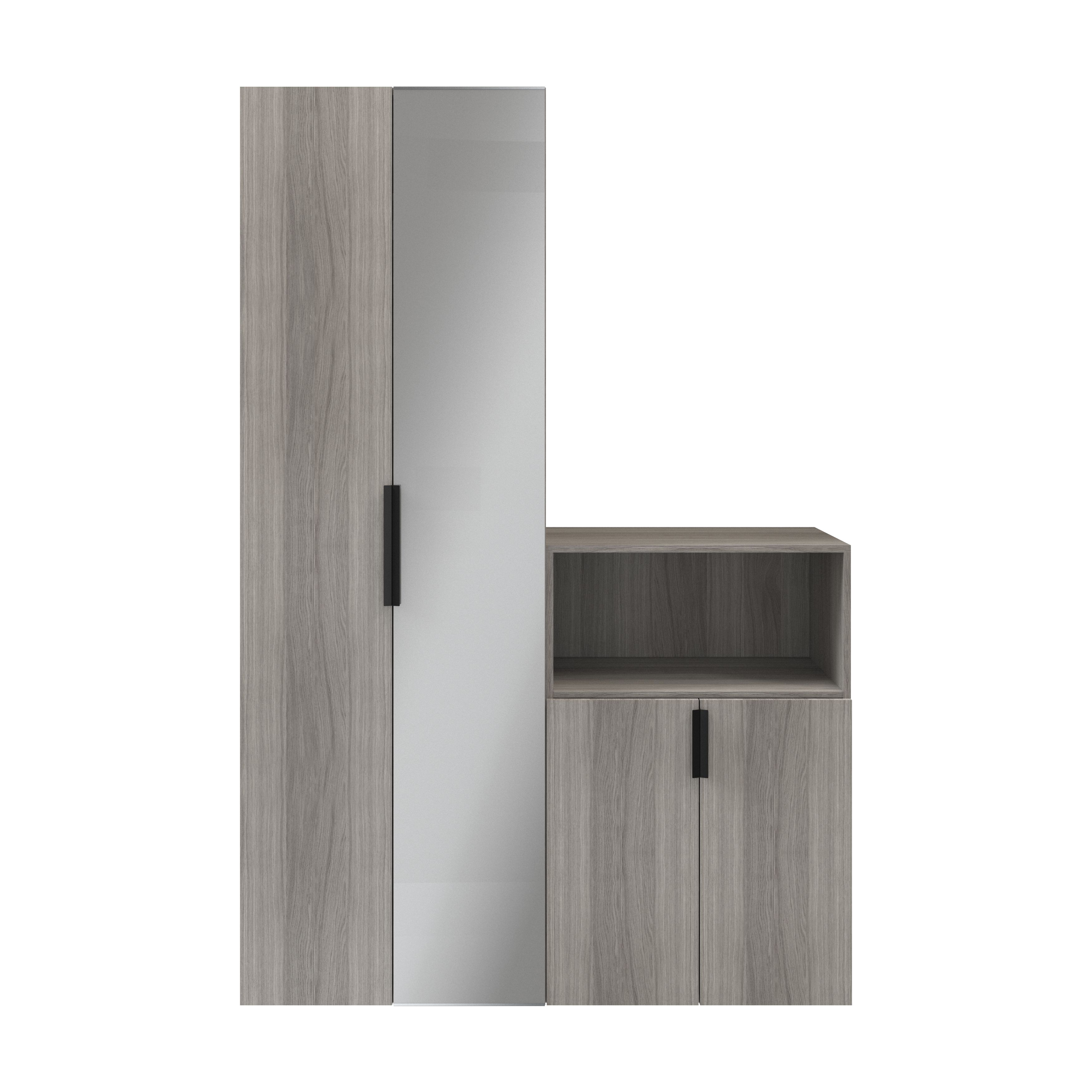 GoodHome Atomia Freestanding Grey Oak Effect Mirrored Door Medium Hallway Storage Unit Kit (H)1125mm Price Comparisons | Compare The Build