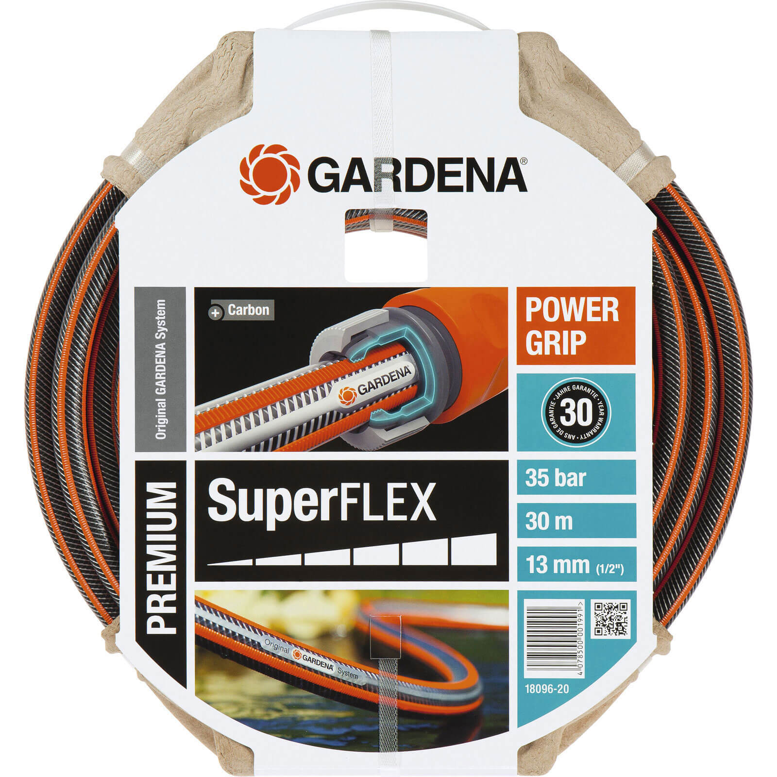 Gardena SuperFlex Premium Hose Pipe 1/2" / 12.5mm 30m Black / Orange | Compare The Build