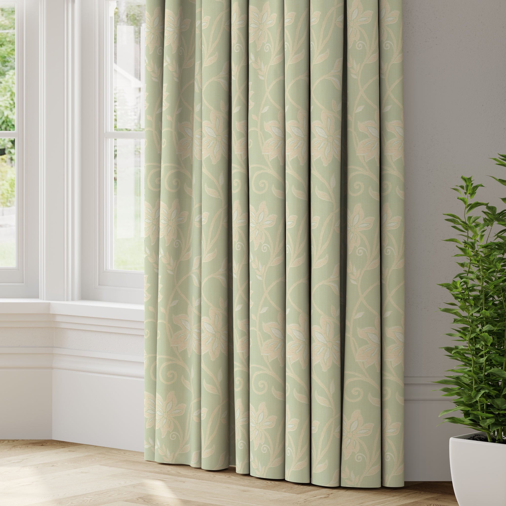 Pimlico Made to Measure Curtains Green/Beige Price Comparisons | Compare The Build