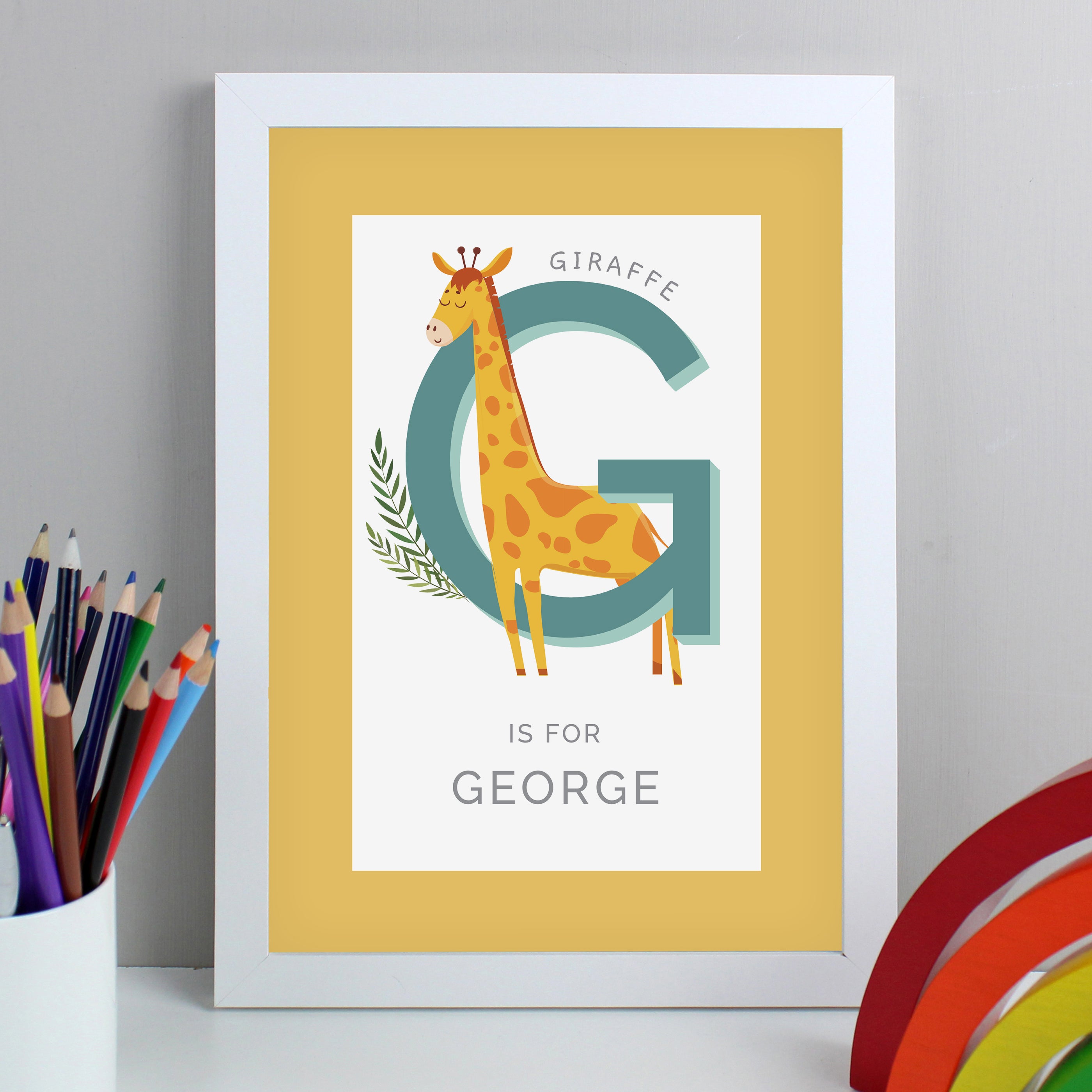 Personalised Animal Alphabet Framed Print White Price Comparisons | Compare The Build