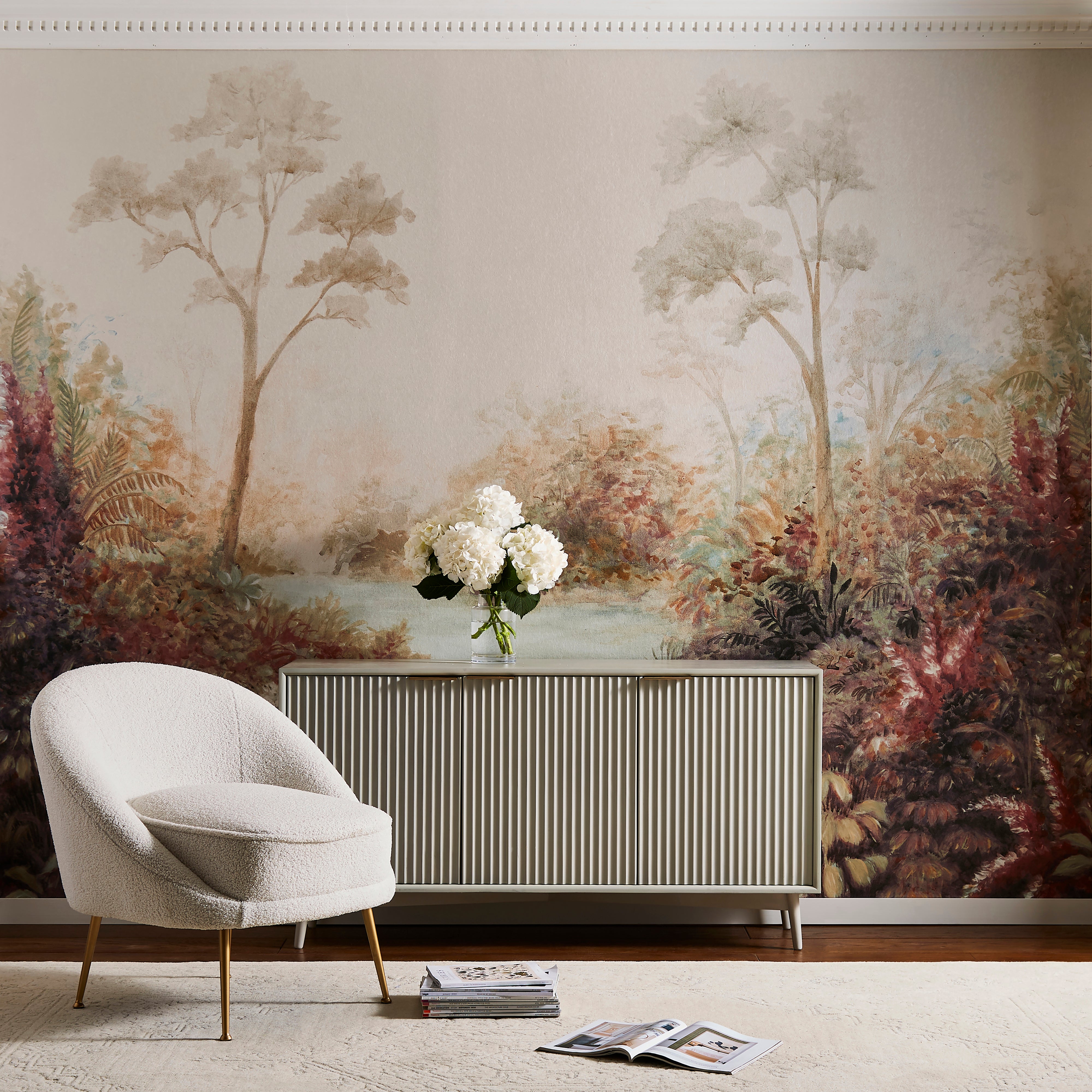 Cranberry and Laine Tranquil Floral Blush Mural Natural Price Comparisons | Compare The Build