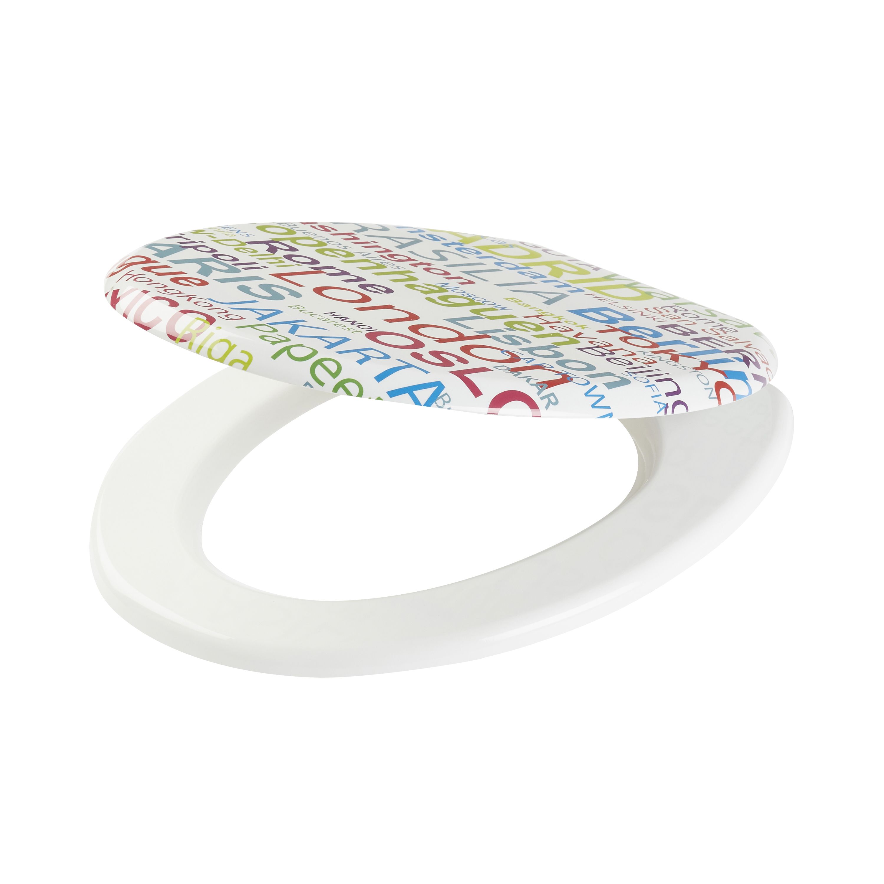 Cooke & Lewis Capitals Multicolour Bottom Fix Standard Close Toilet Seat | Compare The Build